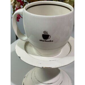 VTG 2004 Starbucks Barista Abbey II White w/ Blue Accents Coffee Mug Cup Round